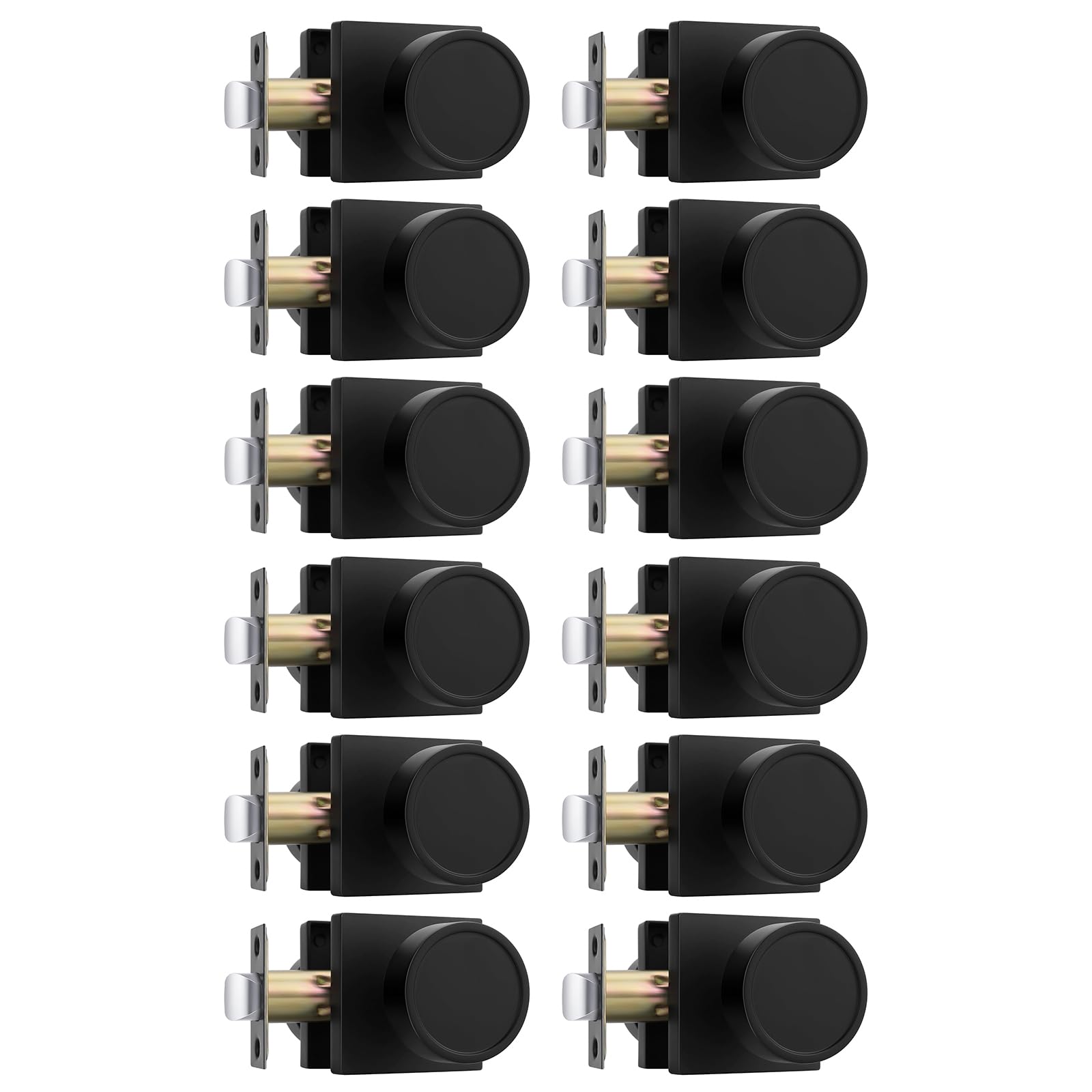 Goldenwarm Passage Matte Black Closet Door Knobs Interior, 12 Pack