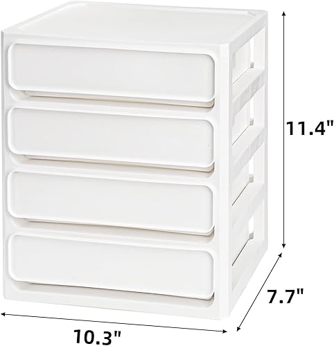 Miniatura 3 de Organizador de escritorio con 4 cajones, unidad de almacenamiento de plástico para escritorio, contenedor pequeño para encimera, maquillaje,