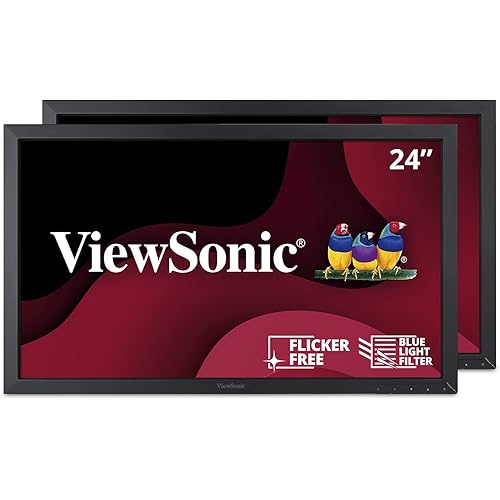 ViewSonic VA2452SM_H2 24 Inch Dual Pack Head-Only 1080p LED Monitors with DisplayPort DVI and VGA, Black