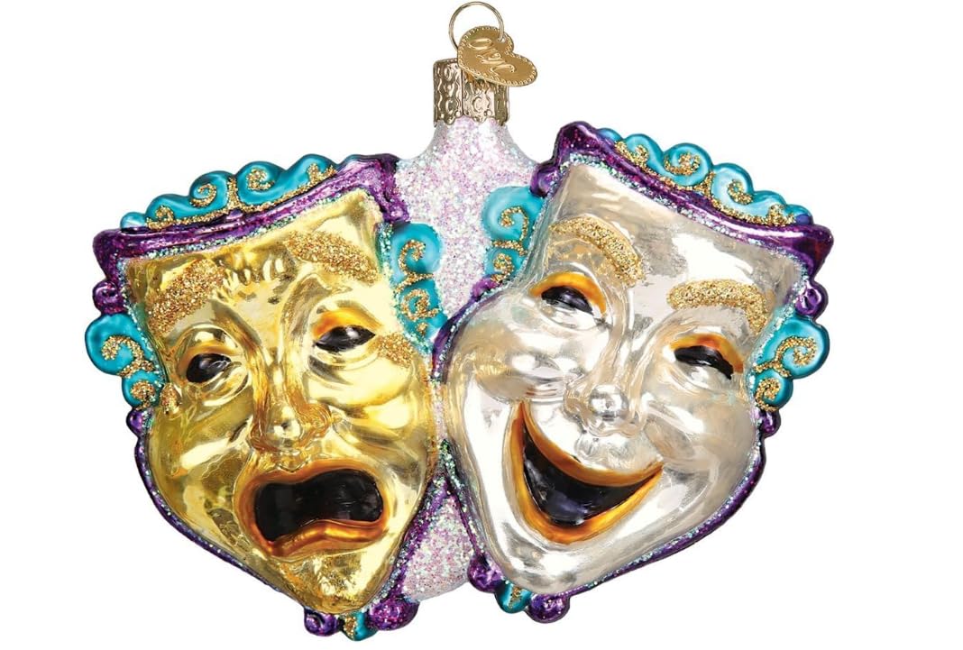 Old World Christmas Comedy & Tragedy Glass Blown Ornament