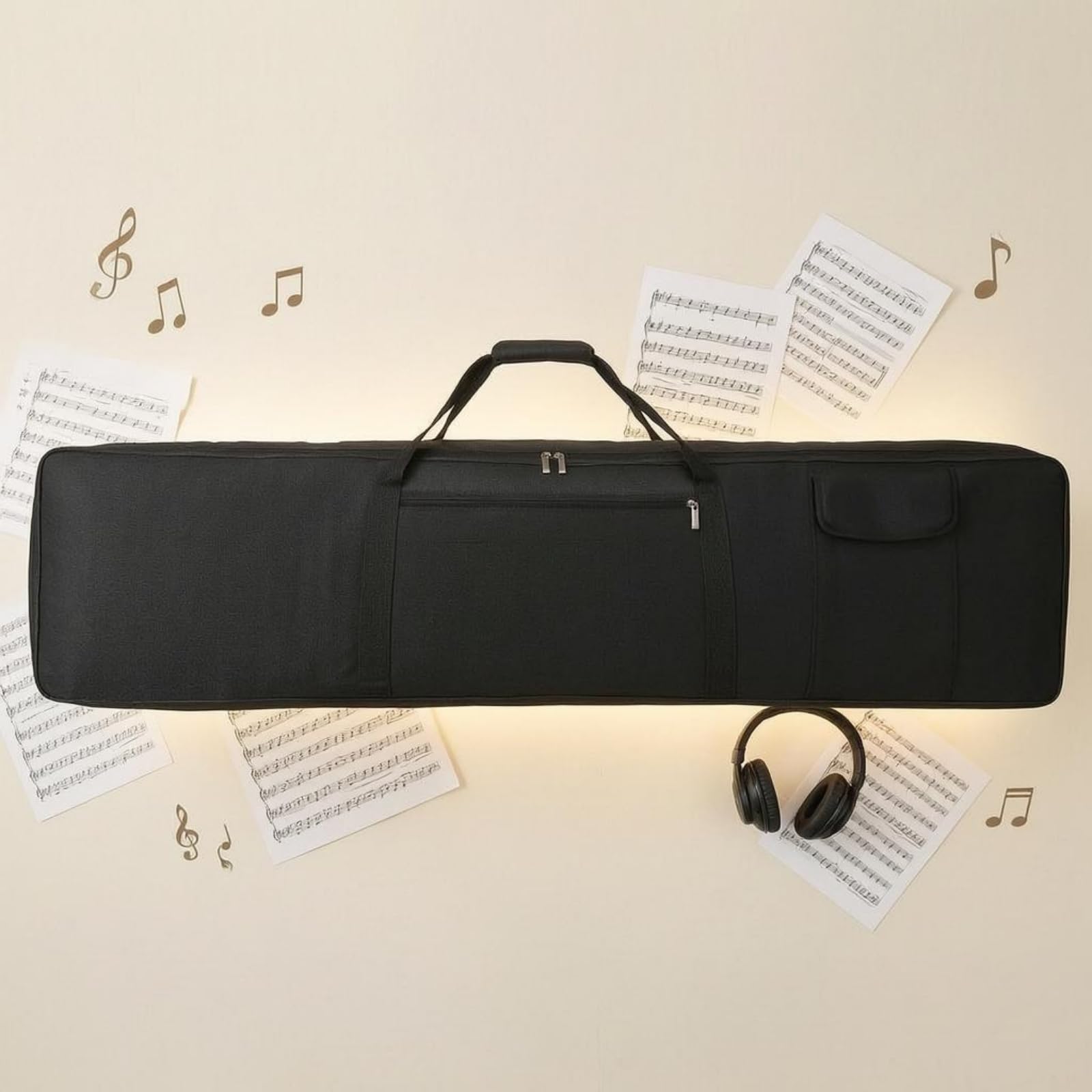 wasserdichte Tastaturtasche Klavier Keyboard Synthesizer Gepolsterte Oxford Tasche Doppelgriffe für Musiker Familien Unterricht Pendeln, Rot, 88-Tasten S