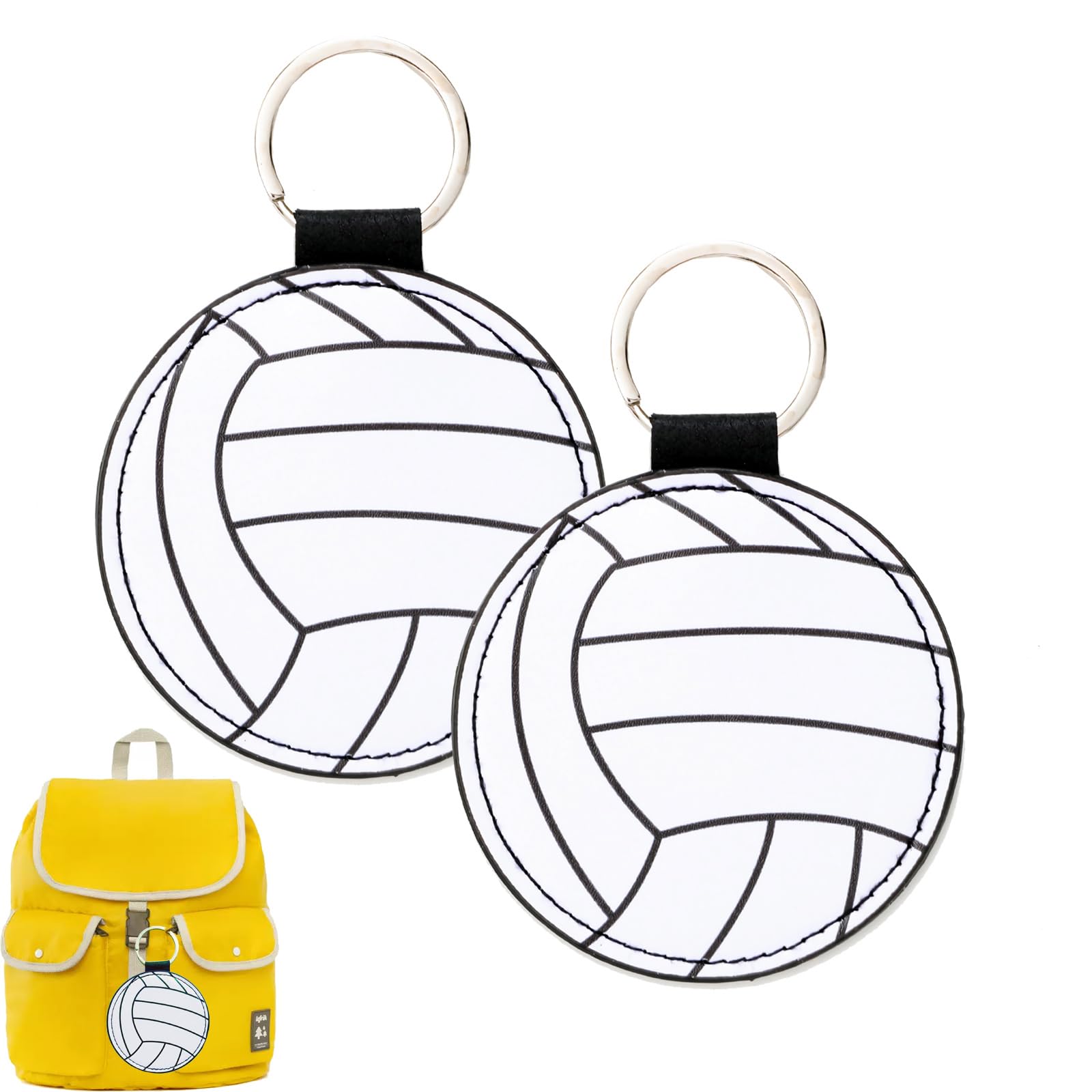 Ycendravious 2-Pack Leather Volleyball Keychain - Sport Ball Accessory, Party Favors, Bag Tag, Athlete Souvenir