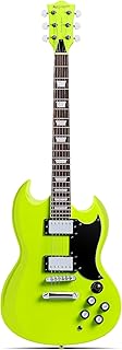 Leo Jaymz 39 Inch Solid Body Electric Guitar - Poplar Wood Body,Maple Neck and Laurel Wood Fretboard (Fluorescent Green)