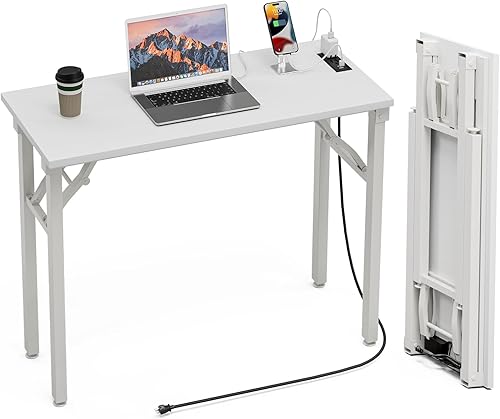 Miniatura 9 de TEMI Escritorio pequeño para computadora de 31.5 pulgadas, escritorio sin montaje, escritorio de computadora para oficina en casa, escritorio de