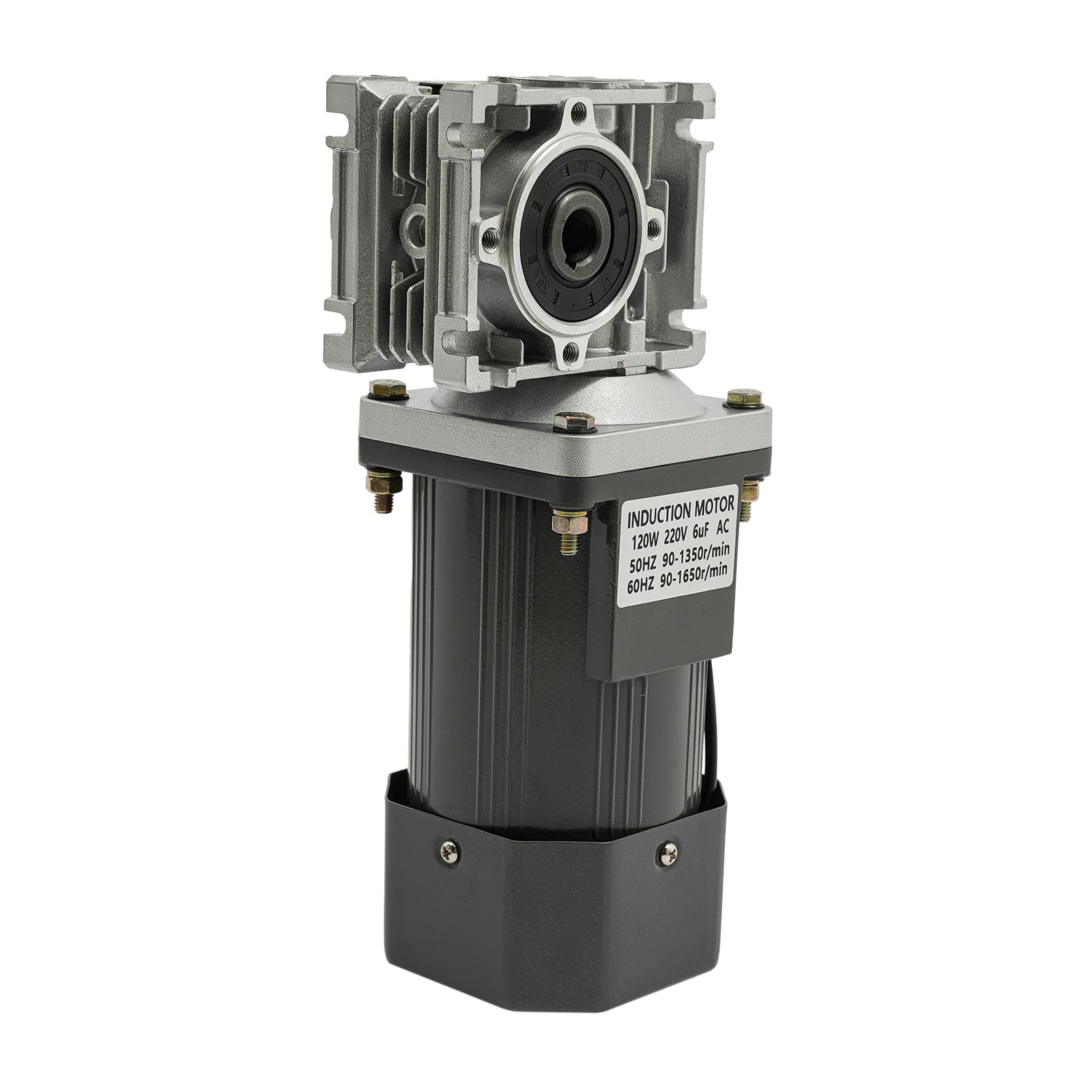 Getriebemotor, 220V Einphasiger Asynchronmotor Mit Drehzahlregler, 120W Umkehrbarer Elektromotor 1350 U/min Leerlaufdrehzahl, 25NM Hohes Drehmoment Für Industrielle Antriebsanwendungen