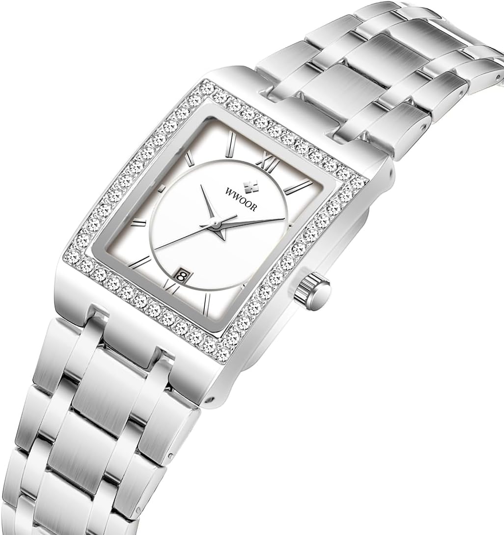 WWOOR Gold Watches for Women Dainty Ladies Quartz Watch Vintage Square Shape Japanese Quartz Movement 3ATM Waterproof Fashion Female Luxury Dress Wrist Watch