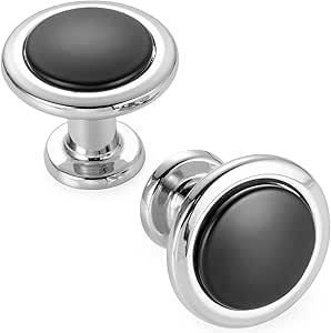 KOOFIZO 10 Pack Black And Nickel Kitchen Cabinet Knobs Matte Black And Silver Drawer Knobs 1960 Round Single Hole Cabinet Pulls For Cabinets Drawers Dresser Cupboard Bedroom Bathroom - View #7