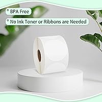 Vista 3 de ESSENTIAL - Etiquetas adhesivas redondas de 2" para códigos de barras térmicas directas, etiquetas de envío autoadhesivas blancas, compatibles