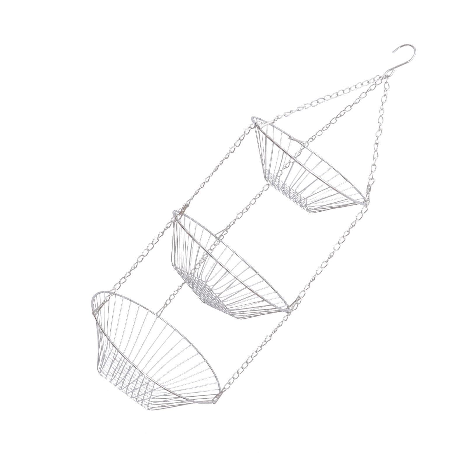 Cesta colgante para frutas de 3 niveles organizador vertical de cocina de acero
