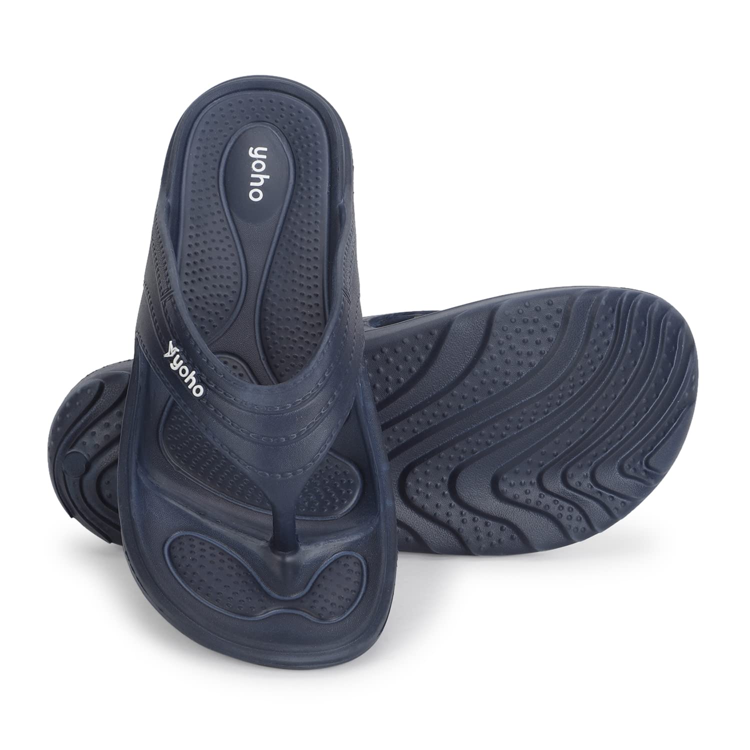 Yoho Drizzle Soft Slippers for Women, Mild Acupressure, Lightweight, Anti Skid & Slip, Diabetic Footwear for Woman, Home Wear Bathroom Chappal for ladies | Waterproof Monsoon & Rainy Footwear | Mystery Blue - UK 7