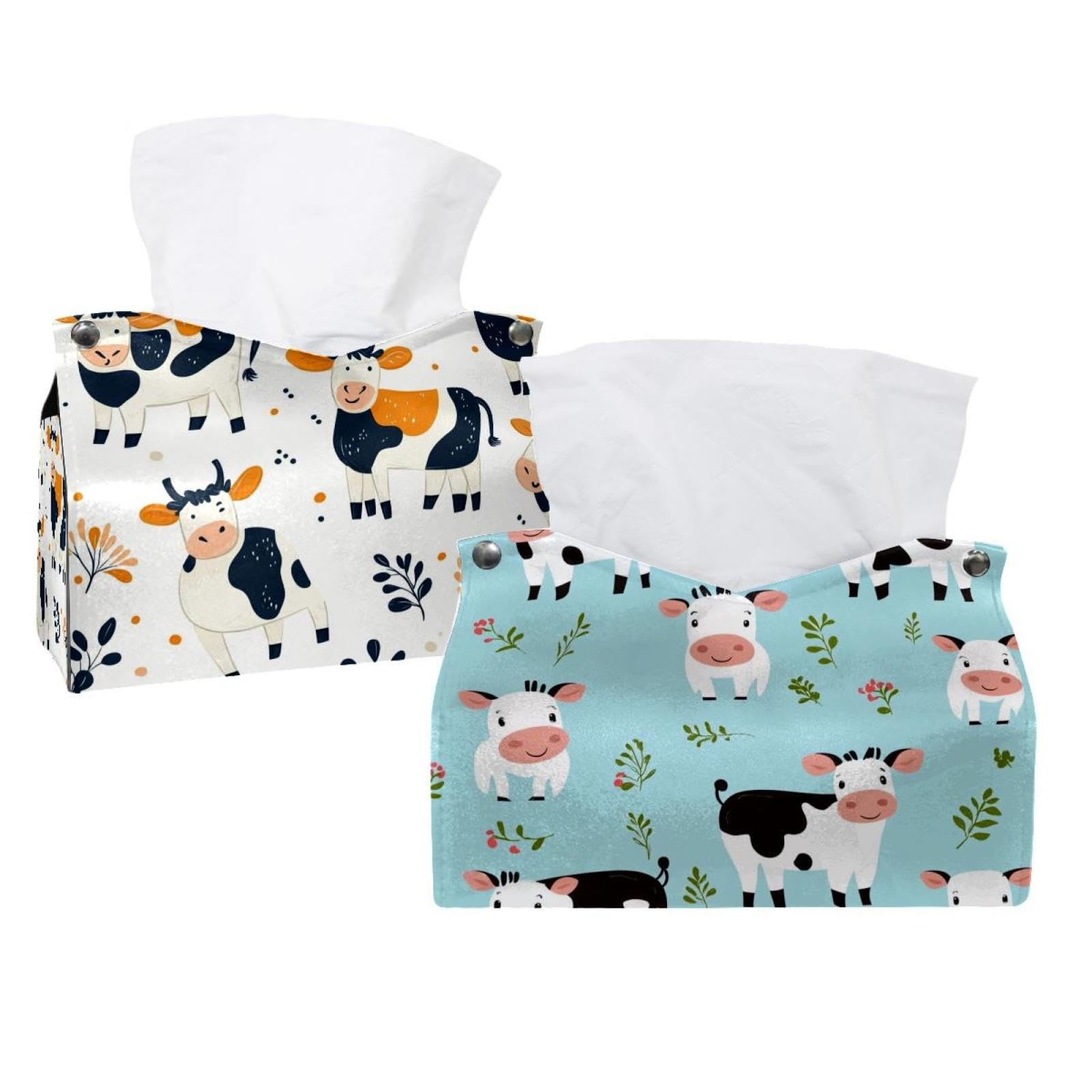 Lot de 2 boîtes à mouchoirs drôles en tissu lavable pour distributeur de table