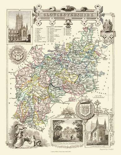 Amazon | Thomas Moules Map of Gloucestershire 1837: Colour Print of
