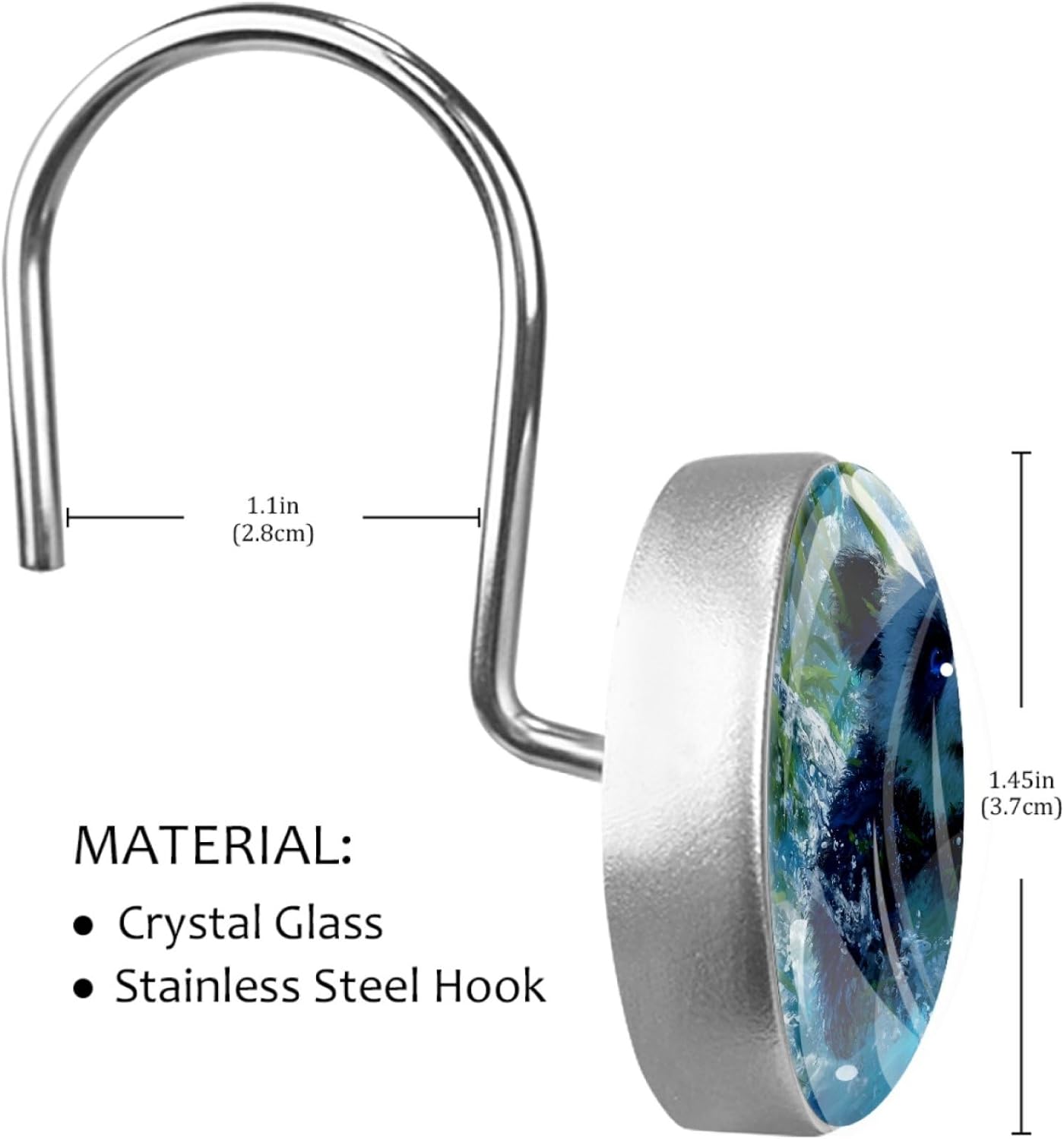 12 Packs Panda Shower Curtain Hooks, Stainless Steel Glass Shower Curtain Rings for Bathroom Decor, Metal Rustproof Curtain Rod Hooks