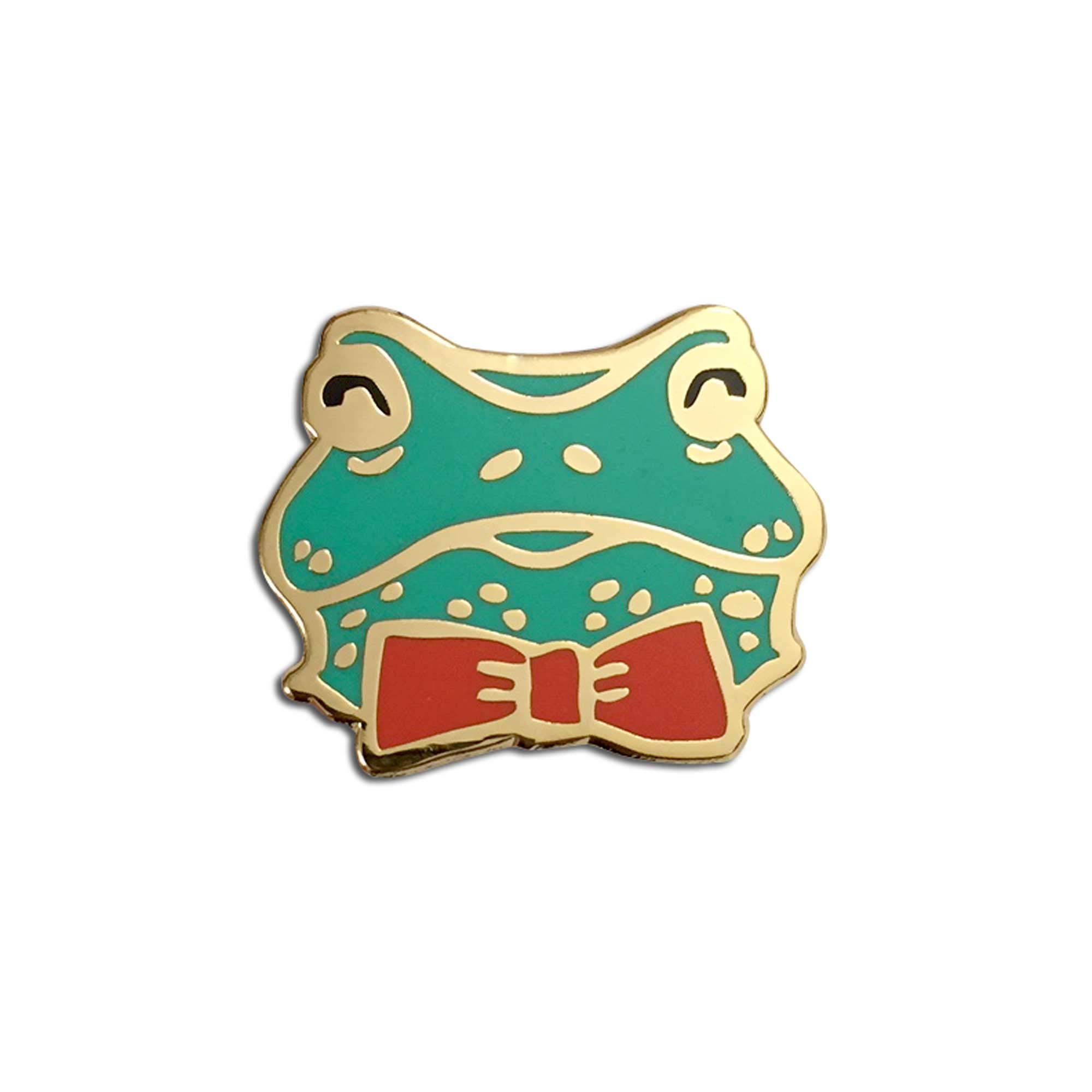 Mikspress Green Frog Enamel Pin with Red Bowtie for Backpacks, Frog Gifts