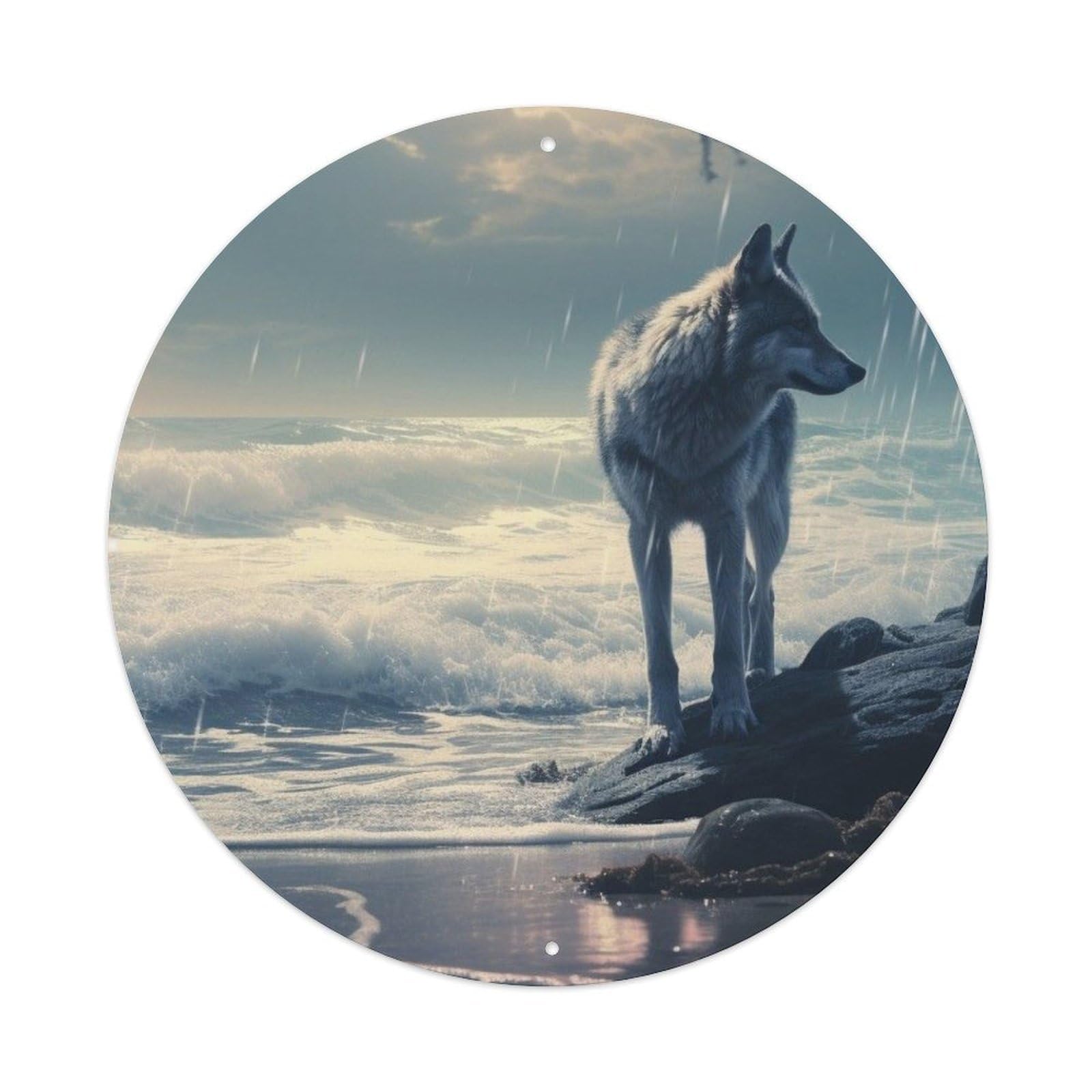 Animals Artwork Arctic Wolf Vintage Metal Tin Sign Plaque Wall Decor for Cafe, Club Bar, Office, Garden Metal Poster 8x8Inch