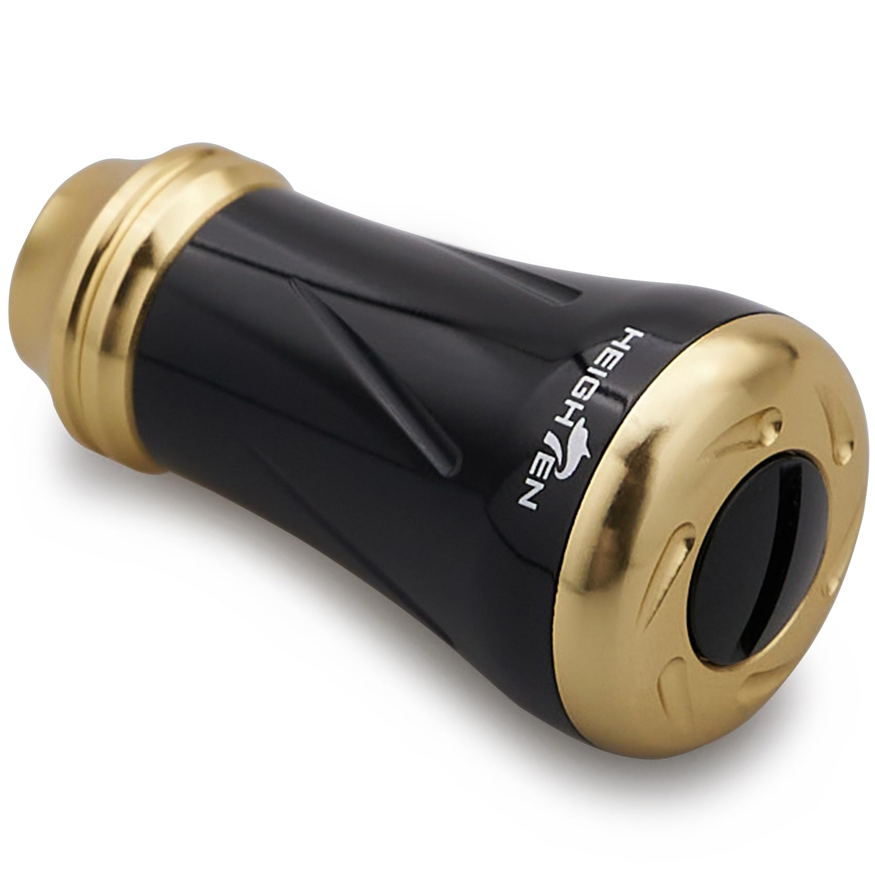 HEIGHTEN 19mm リール ハンドル ノブ 6.8g シマノ ダイワ 通用 (Shimano Type A) (Daiwa Type S)用 New Pillar Series (ブラック&ゴールド) (870)