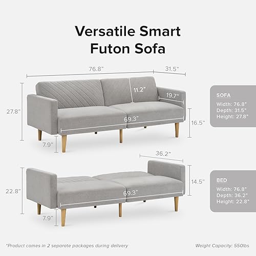Miniatura 60 de mopio - Sofá cama futón, de 76.8 pulgadas, sofá pequeño biplaza, moderno de mediados de siglo, sofás para sala de estar (terciopelo rosa viejo) 1 -