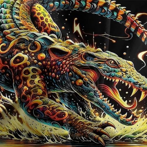 Ensemble de lit imprimé crocodile 3D Super King 260x220 en microfibre