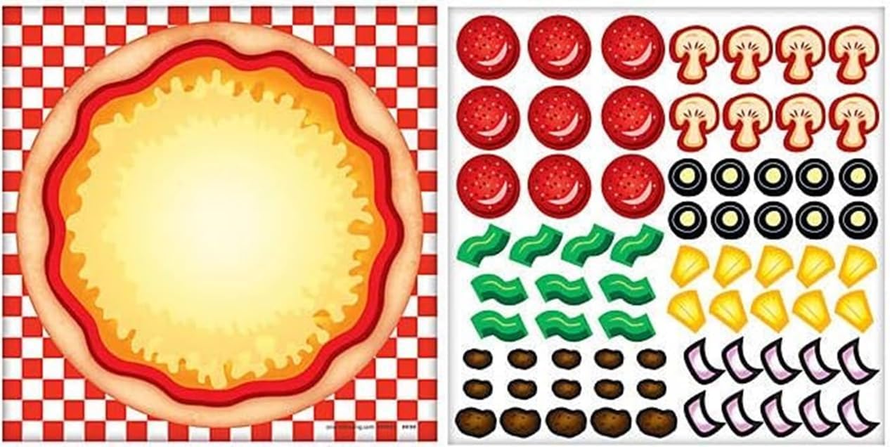 Make A Pizza Sticker Scene (12 Pack) Party and Classroom Game and Activities for Kids