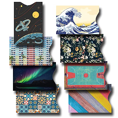 8 RFID Blocking Sleeves, Anti-Theft Credit Card Holder, Credit Card Protector, Easy to Recognize, Different Designs and Arts, Sturdy and Perfect size for cards