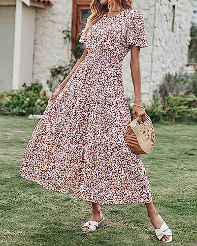 Image of PRETTYGARDEN Women's Casual Smocked Boho Floral A-Line Maxi Dress 2026
