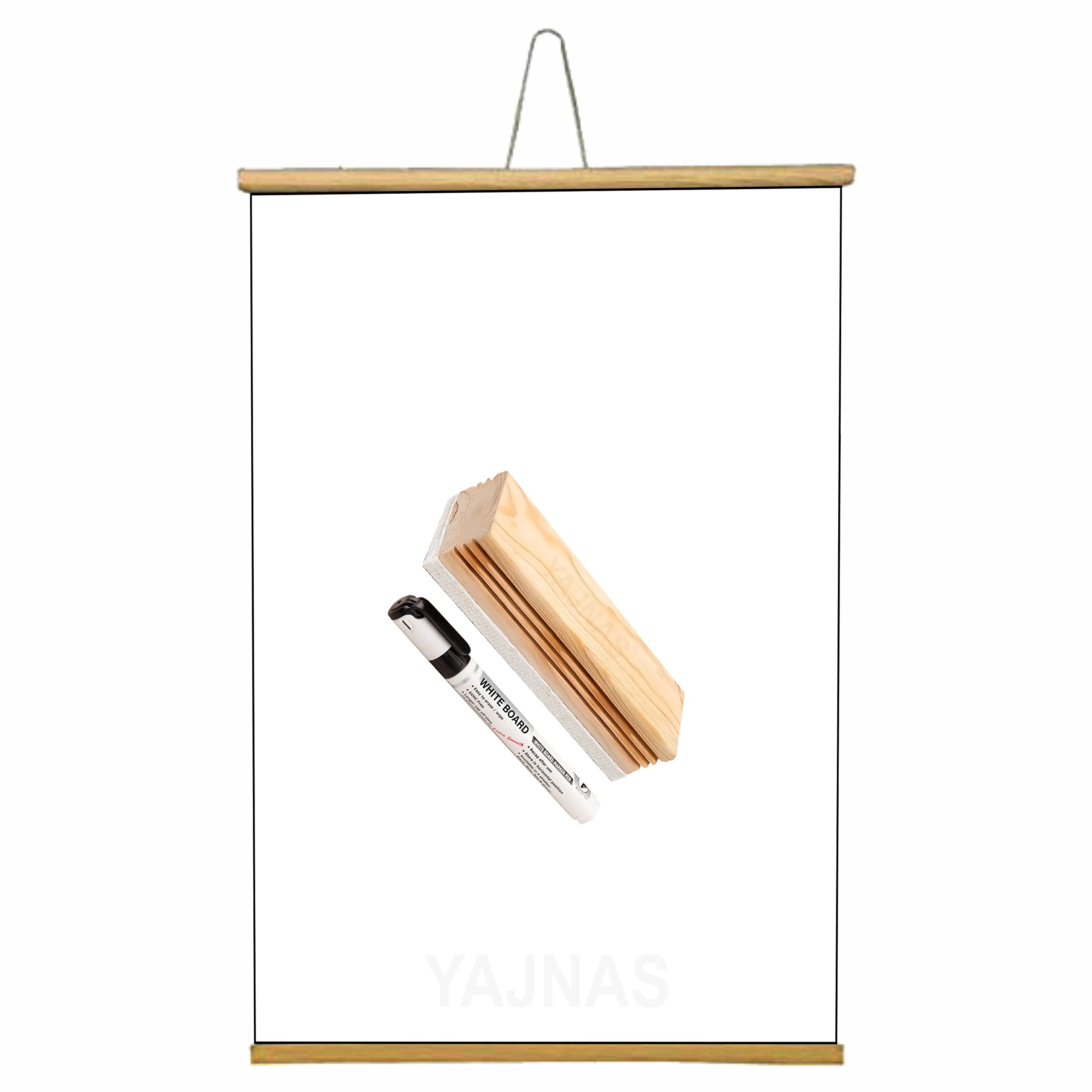 YAJNAS 1.5X2 Feets (18x23 Inchs) Wall Hanging Non-Magnetic White Roll Up Board with 1 Premium Wooden Duster with 1 Whiteboard Marker Combo (B0B4NJ49H8) Amazon Price History, Amazon Price Tracker