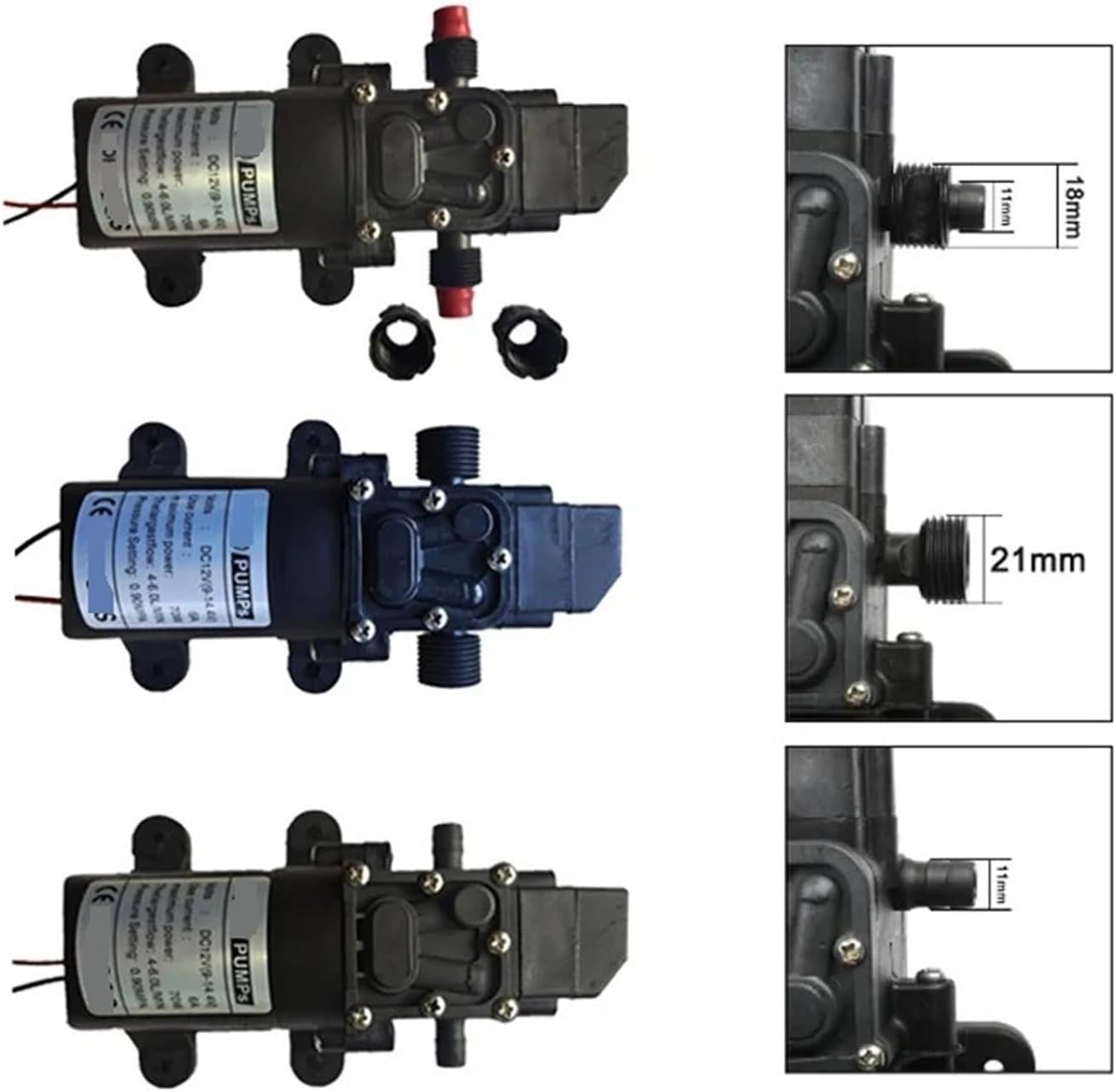 DC 12V 70W Agricultural Electric Water Pump Black High Pressure Diaphragm Pump Multipurpose Water Pump 1Pcs(12V 70W-A)