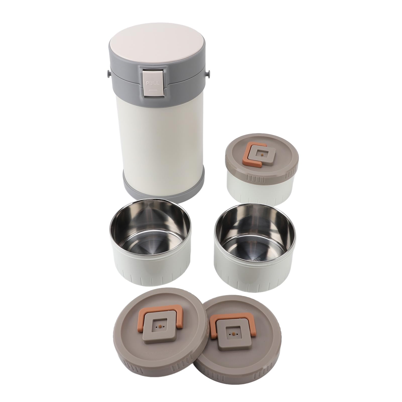 Tissting Termo para Comida 2.3L 3 Niveles, Acero Inoxidable 304 Apto para Microondas con Correa para Hombro, para Escuela Oficina (White)