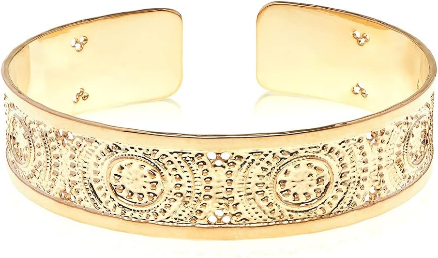 Gold Cuff Bracelet, Textured Gold Cuff, Dotted Design, Fashion Jewelry, Stylish Cuff, Jewelry For Women, Handmade In Israel