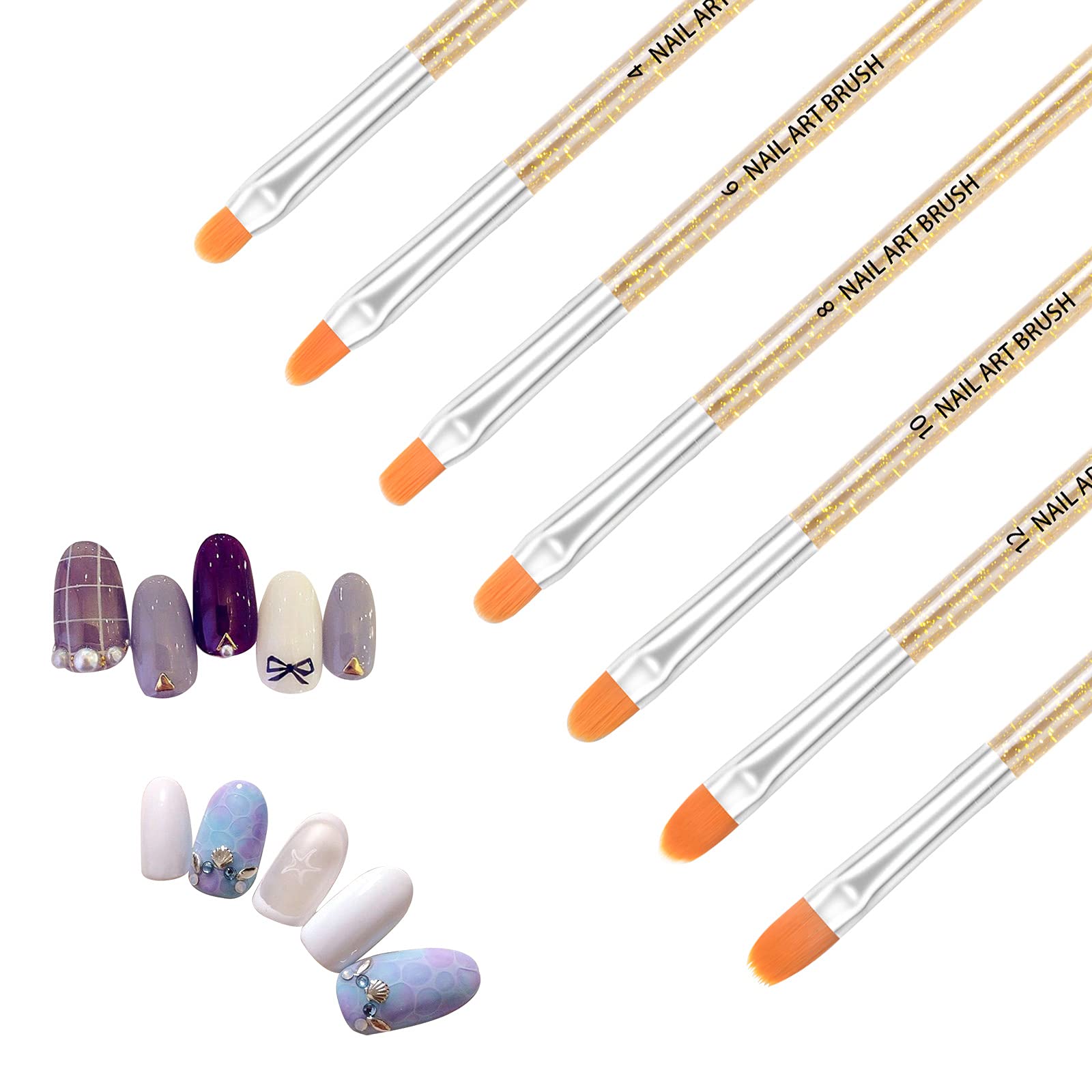 7 Pezzi Pennelli per Unghie Set, Pennello Gel Unghie, Gel UV e Spazzola di Arte del Chiodo per Unghie in Acrilico, Spazzola per Ricostruzione Unghie Gel UV per Pittura Penna Strumento (B)