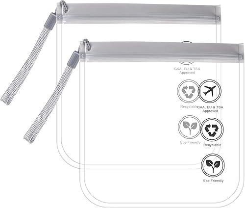 Bolsa de aseo transparente aprobada por la TSA, 7.9 x 7.9 in, a prueba de fugas, bolsa líquida aprobada por el aeropuerto, bolsa de cosméticos