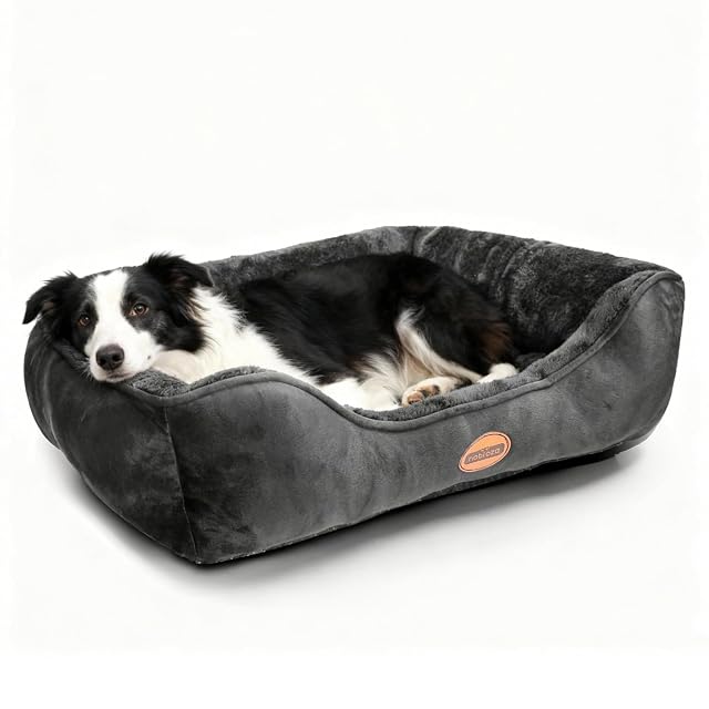 Nobleza - Cama para Perros Lavable a Máquina, Cama Nido Súper Suave con Borde Elevado Antideslizante…