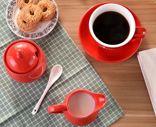 Miniatura 8 de Colorido jarra de leche de cerámica azucarera, juego de servir café, jarra de crema y juego de azucarero