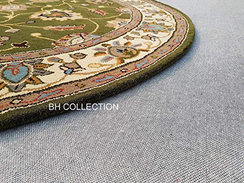 Image of Royal Look Handmade Carpet with Super Soft & Pure Woolen Carpet for Your BEDROOMS & Living Room with 1 INCH Pile Height 6 X 6 FEET (180x180 cm) Round Multi