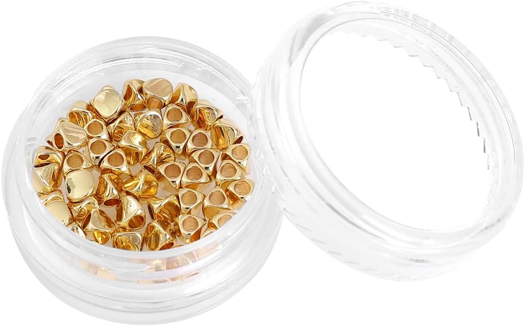 14K Gold Plated Twisted Spacer Beads 3x3mm 50pcs for Jewelry Making Findings Non Tarnish - Image 6