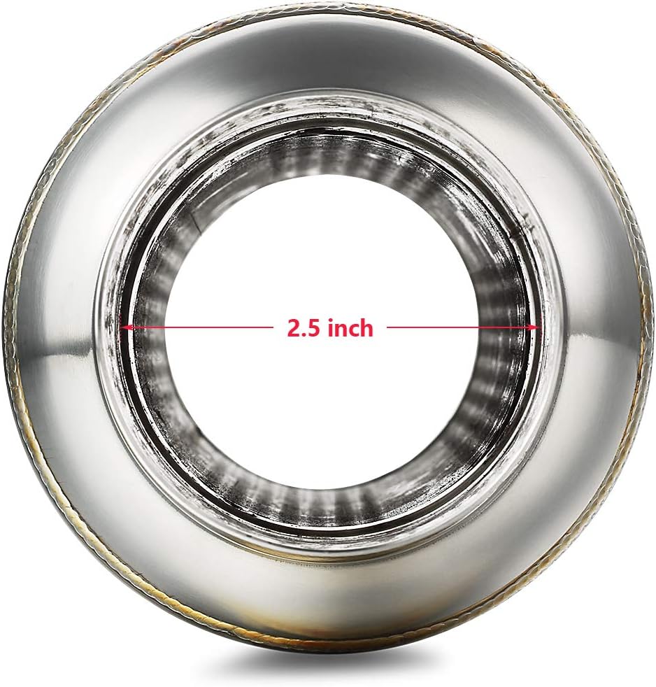A-KARCK 2.5" Inlet Exhaust Resonator, 2.5" Inlet 2.5" Outlet 11.5" Overall Length Resonator Stainless Steel Polished