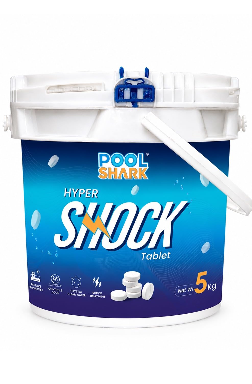 Pool Shark Hyper Shock Tablets for Swimming Pools | Slow-Dissolving Stabilized Chlorine Water Treatment | Routine Pool Care for Residential & Commercial Swimmimg Pool (5 KG)-picture-25