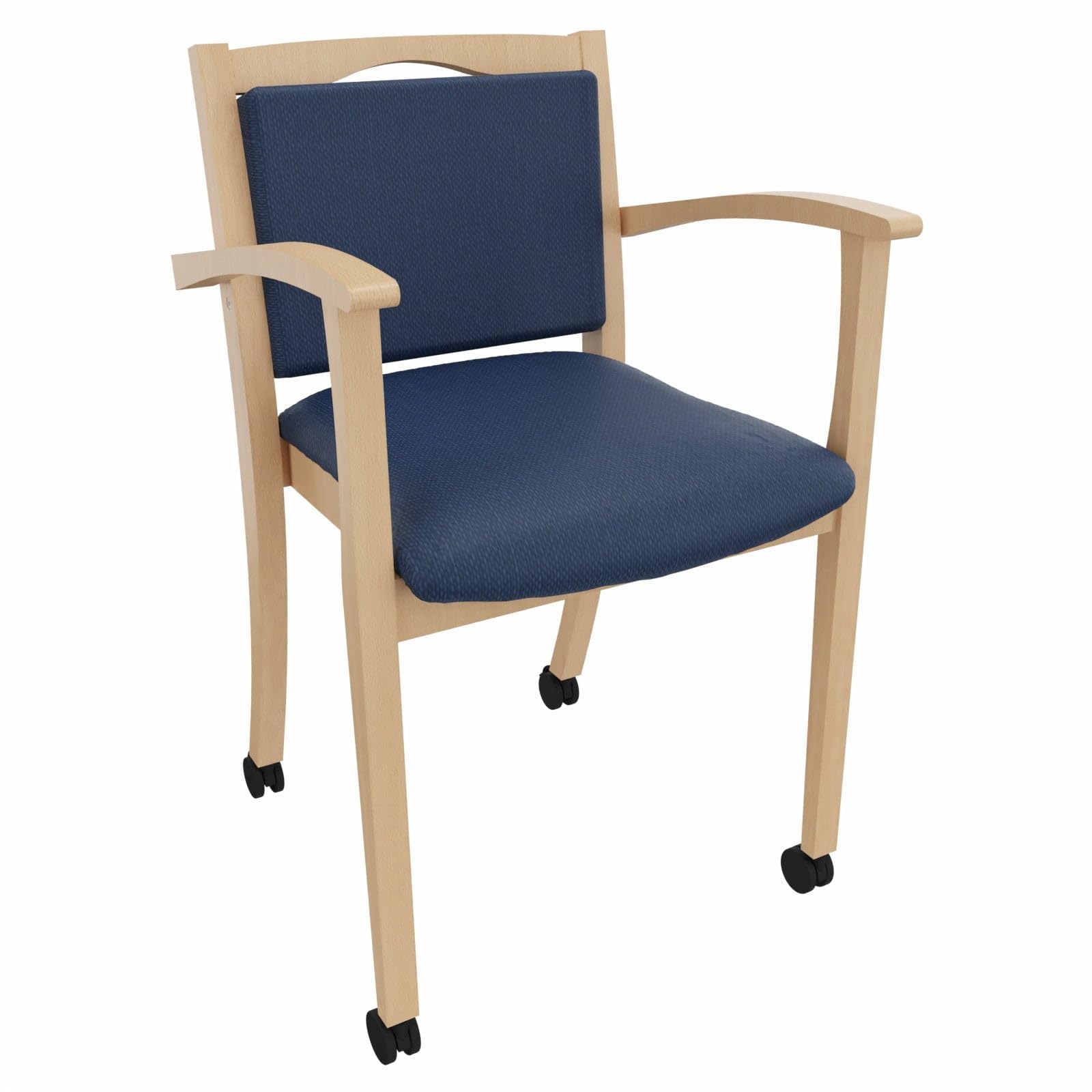 Alexander Blieskastel - Silla de aseo con reposabrazos y ruedas, de madera maciza, acolchada, ergonómica, estable, ya montada, con cadera (tejido Gomera marrón, altura del asiento de 58,5 cm)