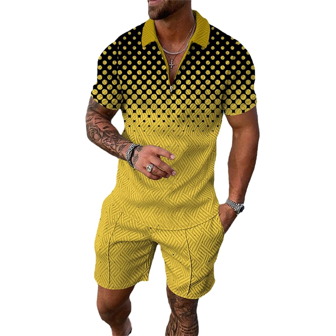 Letni hawajski dres treningowy, odzież męska, spodnie polo, zestaw 2 szt, 1113, XL