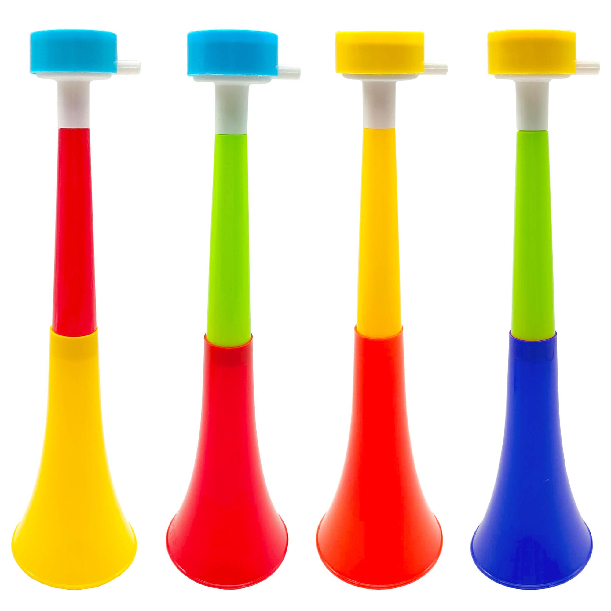Niuhong Vuvuzela Loud Football Fanfare Very Loud Cheerleading Trumpet Noisemaker Horn Plastic Trumpets Play Fan Item Fan Spectator Football Game Stadium Trumpet (B) Pack of 4