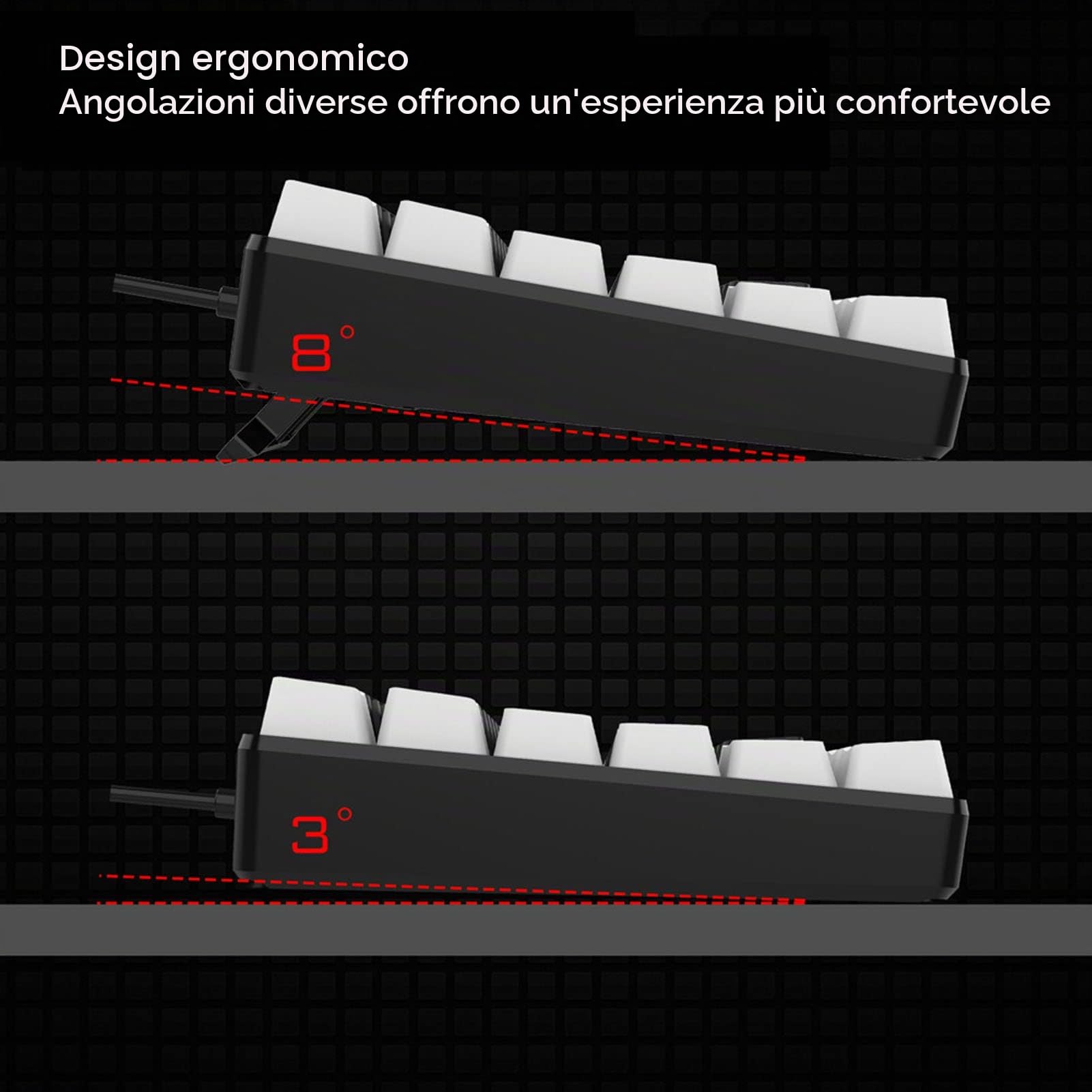 Bewinner Tastiera Meccanica Cablata a 84 Tasti, Tastiera da Gioco Retroilluminata RGB, Tastiera Cablata Silenziosa Ergonomicamente Curva, Tastiera Portatile, Tastiera Meccanica (Nero)
