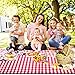 RealPero Extra Large Picnic Blanket Waterproof Camping Mat Rug with PU Carrier Soft Lightweight Portable Outdoor Mat for Travel Lawn Camping on Grass Sand-Proof Beach Red White Plaid