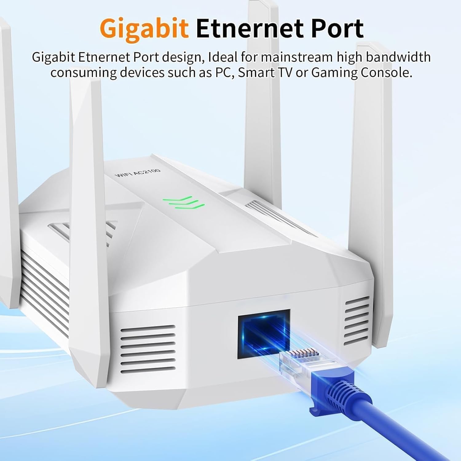 2100Mbps WiFi Extender -AC2100 WiFi Extender Signal Booster with Gigabit Ethernet Port, WiFi Booster Dual-Band(5.8G&2.4G) Coverage to 12888 sp.ft, Faster Speed, Compatible with Multiple Devices