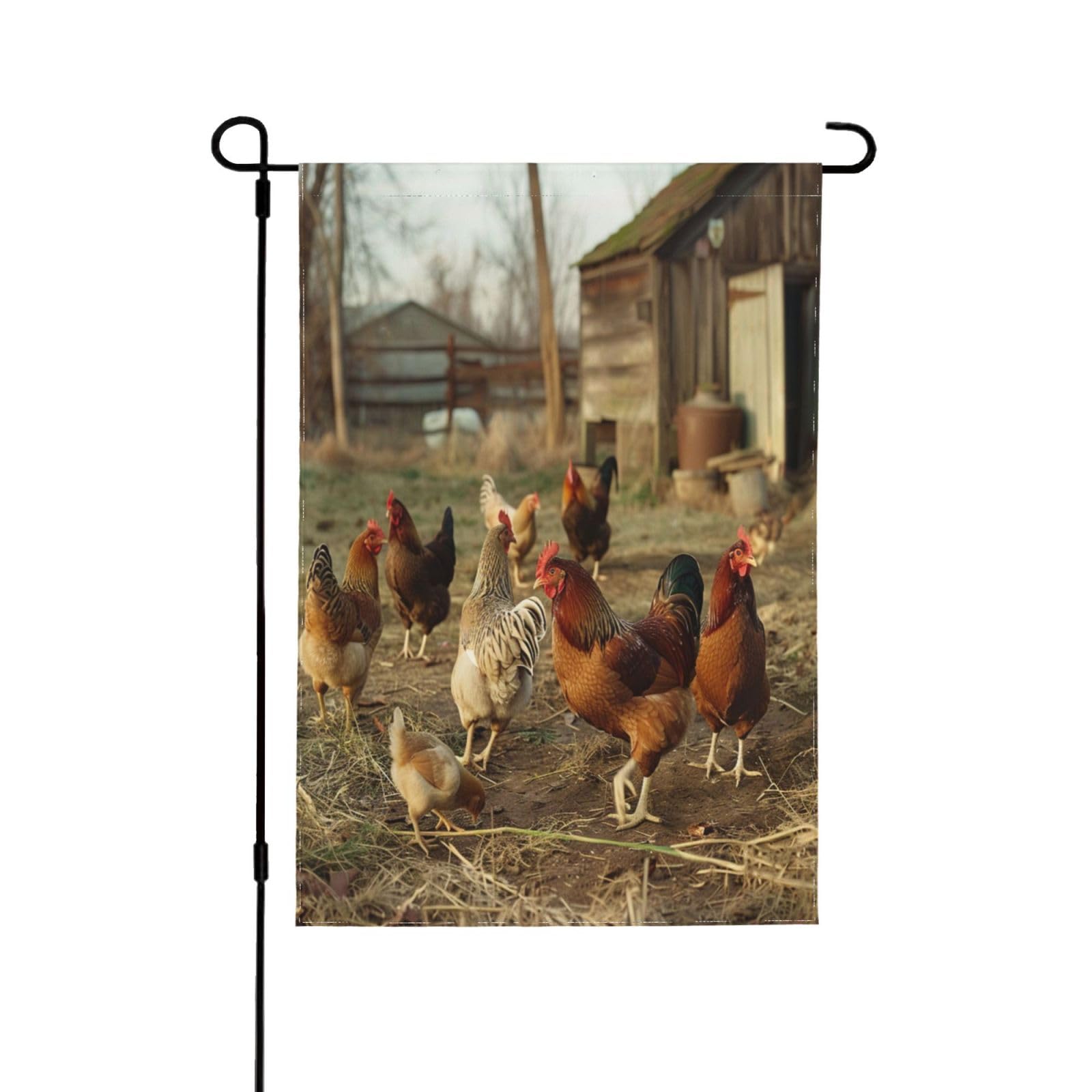 Drapeau de jardin poulets anti-décoloration grand format double face polyester résistant