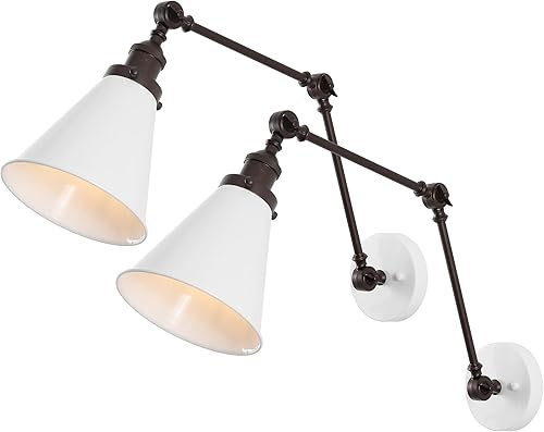 Miniatura 17 de JONATHAN Y Aplique de pared LED de brazo ajustable de metal industrial clásico dorado de 7 pulgadas para lectura de noche, lámpara de pared con