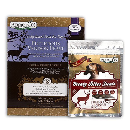 Addiction Fig'licious Venison Feast (Dog) 2lbs / Meaty Bite 4oz Bundle