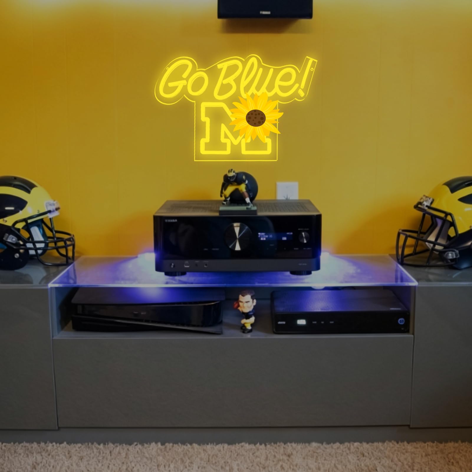 Go Blue Neon Sign Vibrant LED Wall Art per i fan dell'università per il giorno del gioco, la grotta dell'uomo, decorazione per dormitorio e bar, regalo per studenti e studenti
