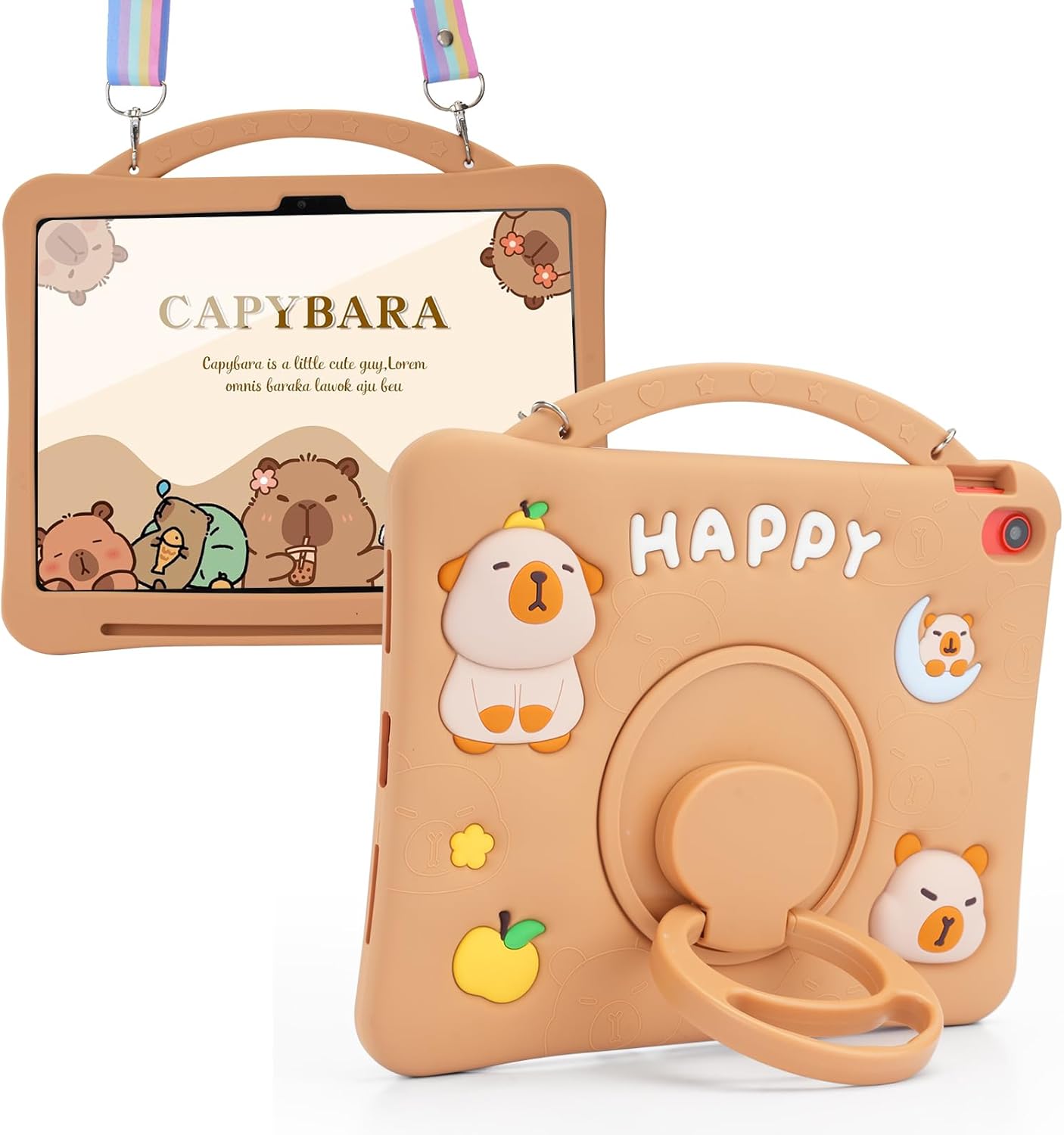 Capybara Kids Case for iPad mini 7 A17 Pro 2024/Mini 6 2021, 6th/7th Generation 8.3 inch, with 360 Rotating Stand, Adjustable Strap & Pencil Holder