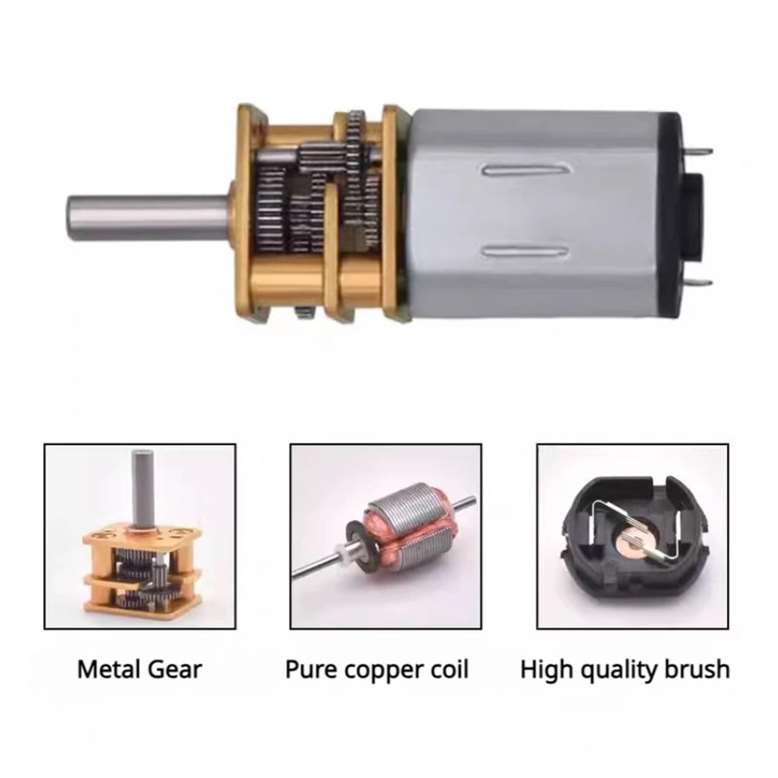 DC-Motor GA12-N20 DC 3V 6V 12V Mikro-Metallgetriebemotor Zahnradgetriebemotor 30 U/min 50 60 100 150 200 300 600 1000 U/min:, Spannung: 6 V)(12v,15RPM