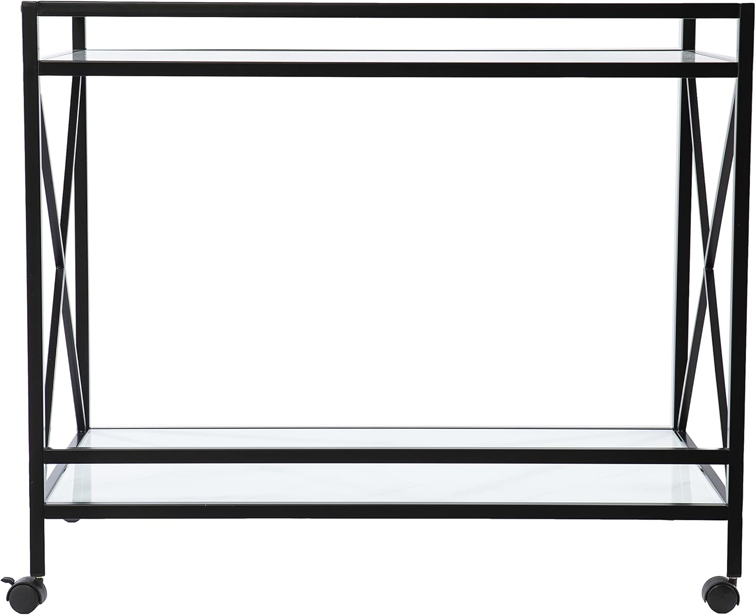 SEI Furniture Maxton Bar Cart - Black & White, Top: 38.75'' Wx23.25'' Dx32.25'' Hx.25'' THK
